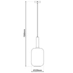 1-pending lamp "fumo", hanglamp gemaakt van metaal en glas in zwart, met E27-aansluiting, voor eetkamer, woonkamer, gang of kantoor, hangende lamp 150 x 22 cm