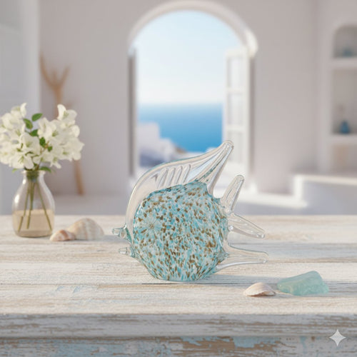 Decoratieve glazen vis blauw 14,5x5,5x13cm