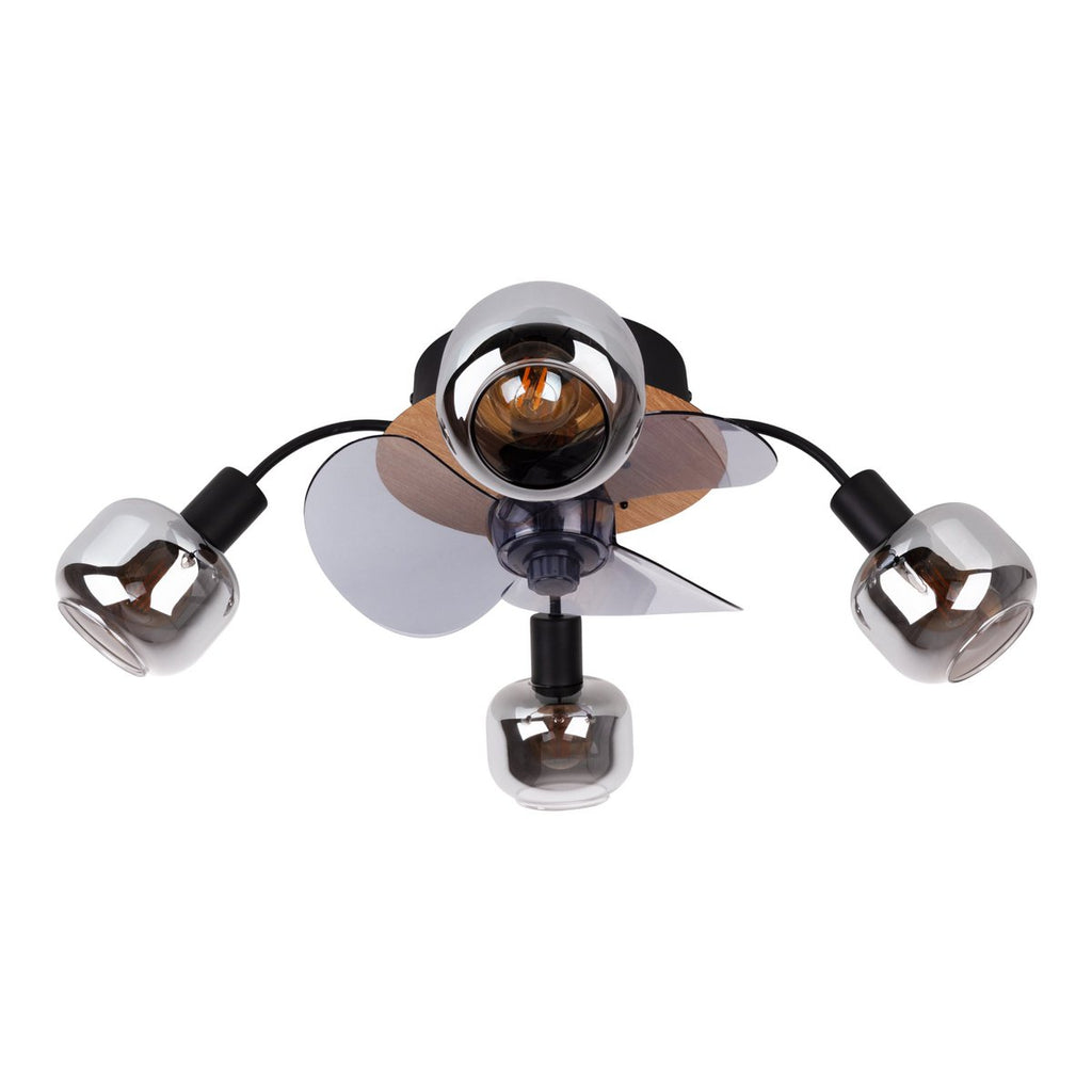 Plafondlamp inclusief ventilator "fumoso", in zwart, bruin en natuur, voor E27, Ø 51 cm