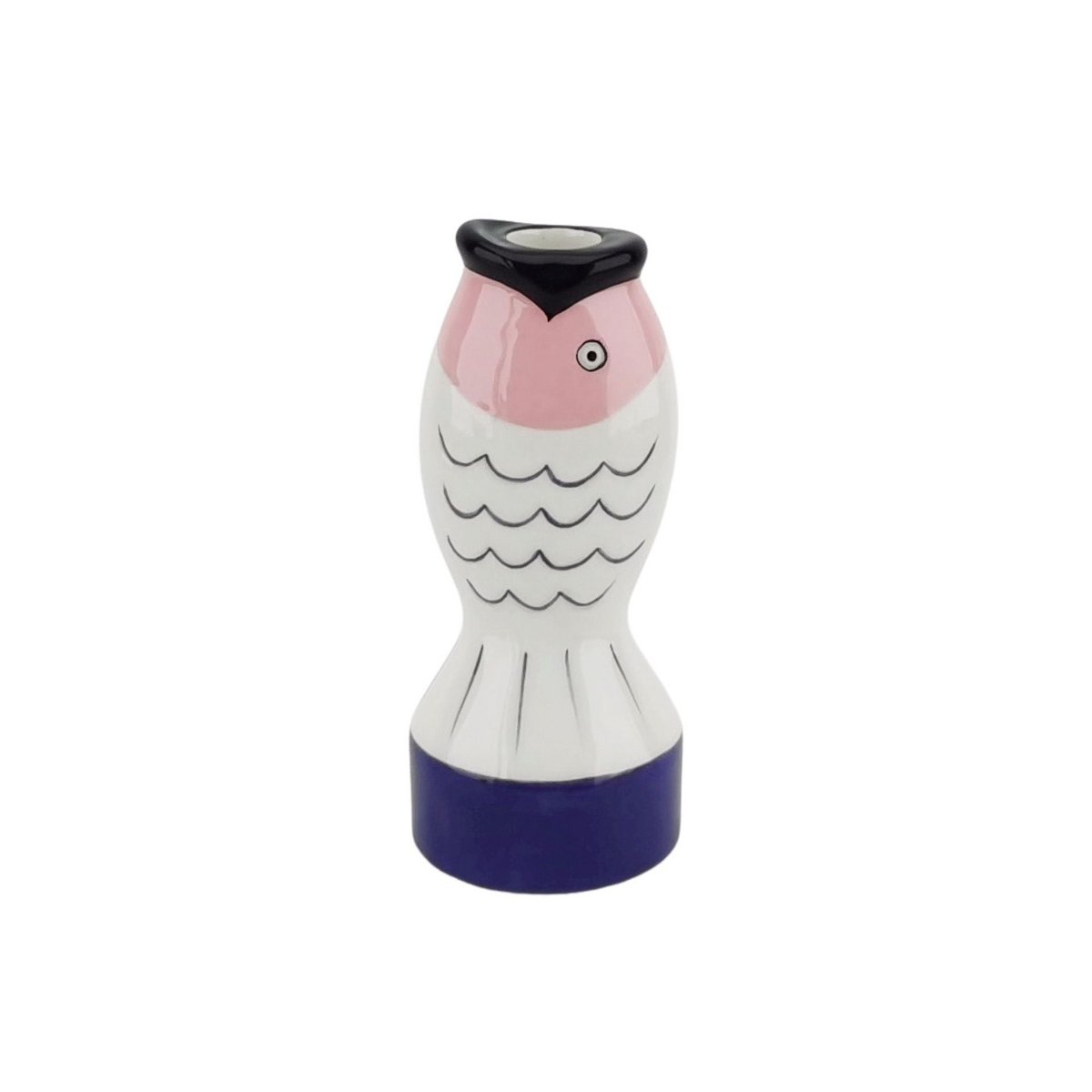 Kandelaar Vis - Blauw/Wit/Roze - 7x7x16,5 cm Housevitamin