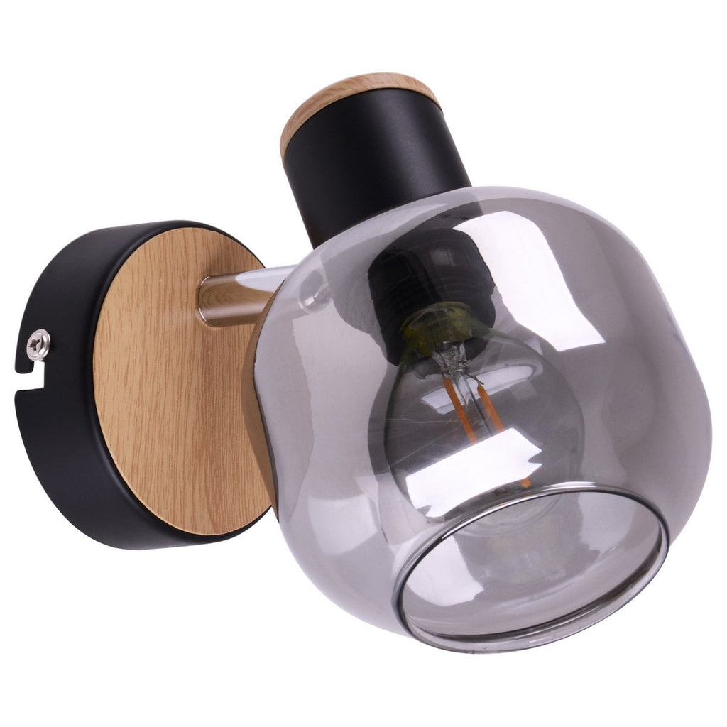 Näve Fumoso Wandlamp - Zwart Rookglas 16cm