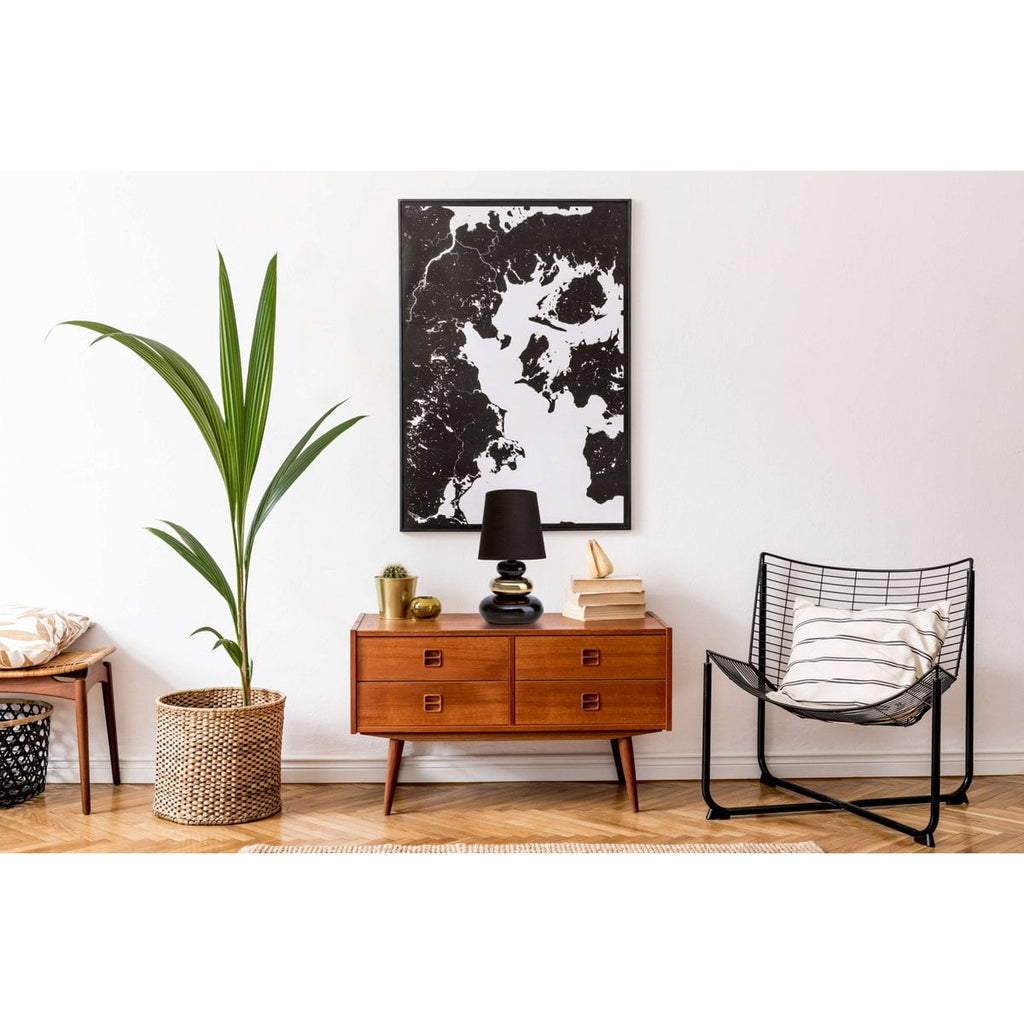 Näve Stoney Tafellamp Keramiek Zwart Goud 31cm