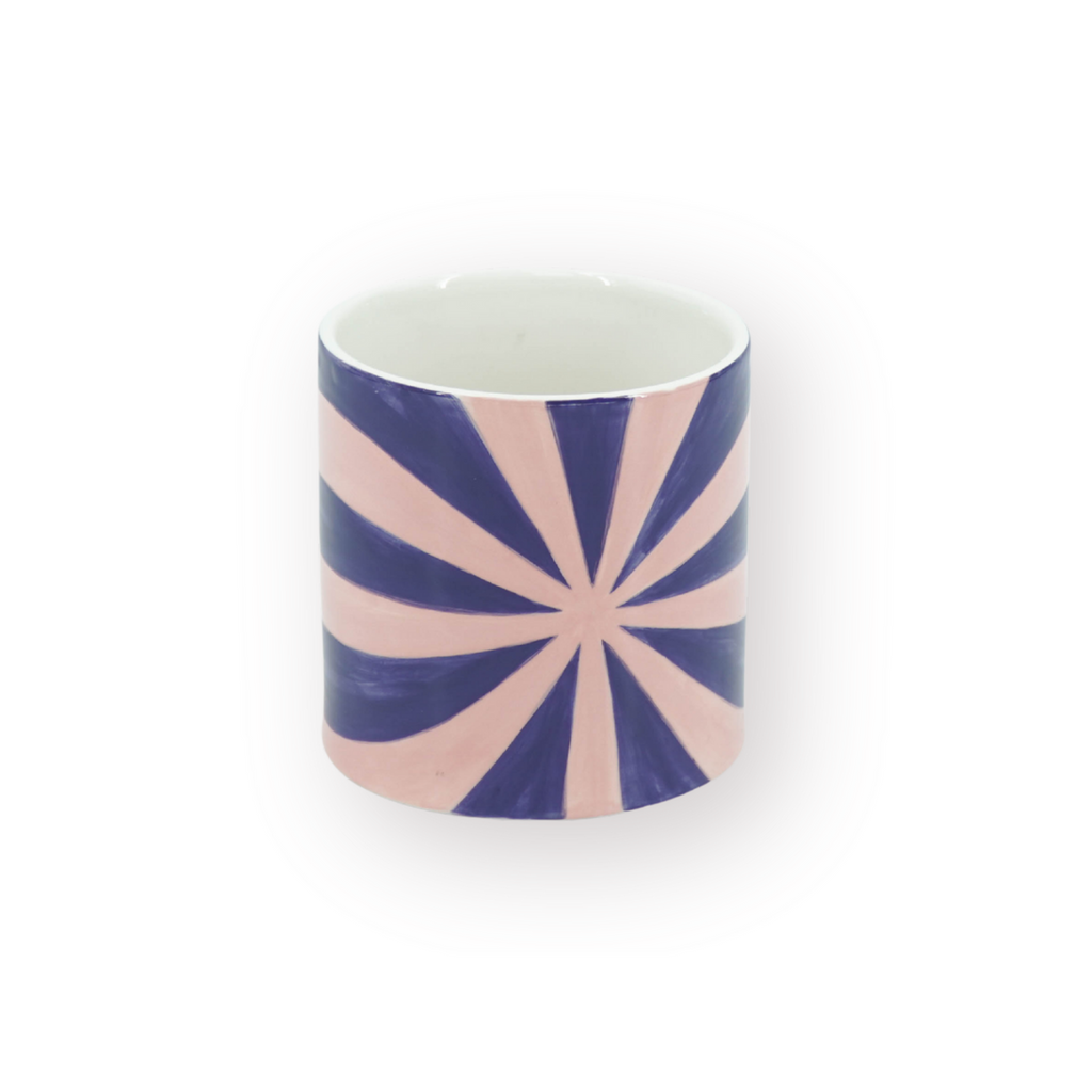 Blauw/Roze Swirl Krul Bloempot - Dolomiet - 12,5x12,5x13cm