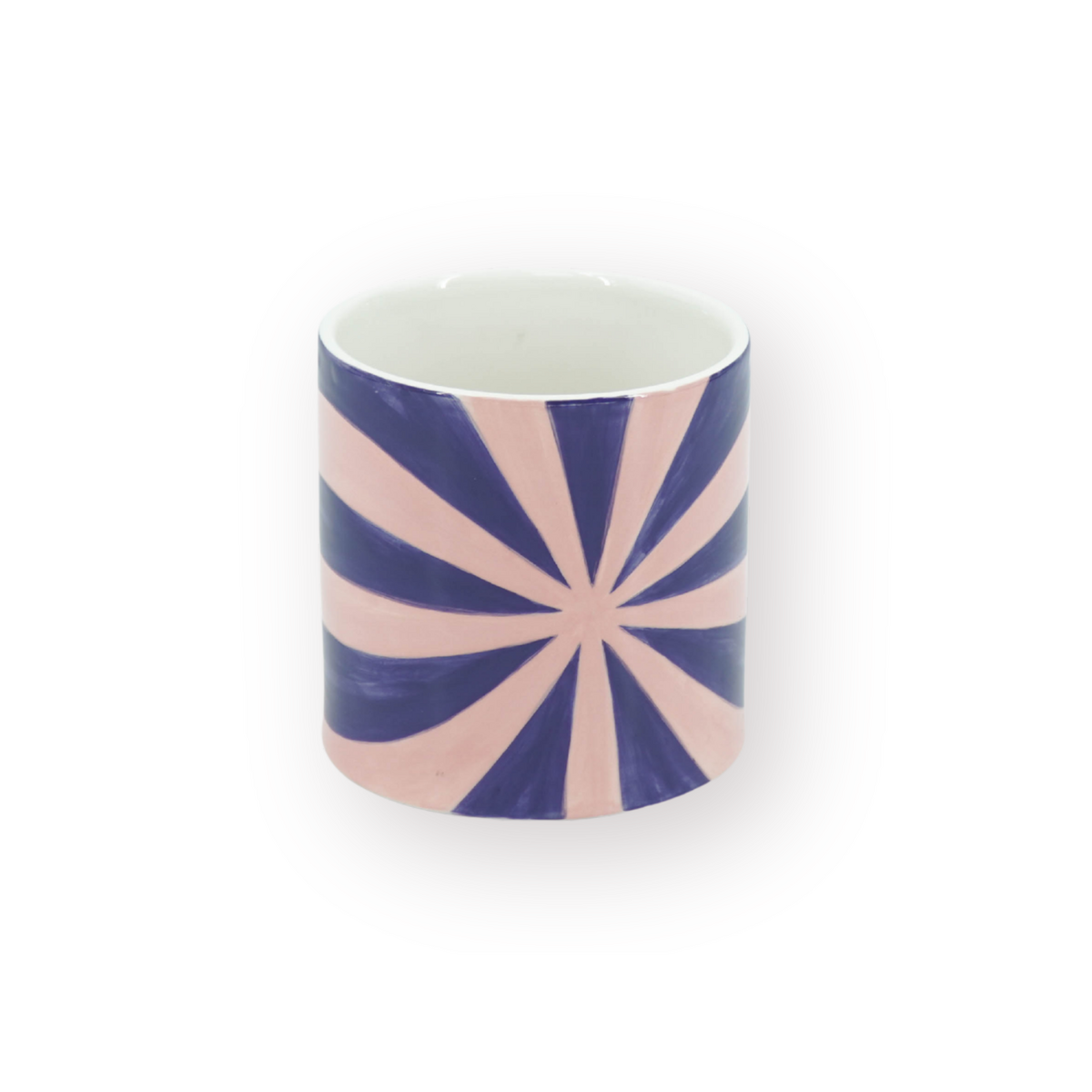 Blauw/Roze Swirl Krul Bloempot - Dolomiet - 12,5x12,5x13cm