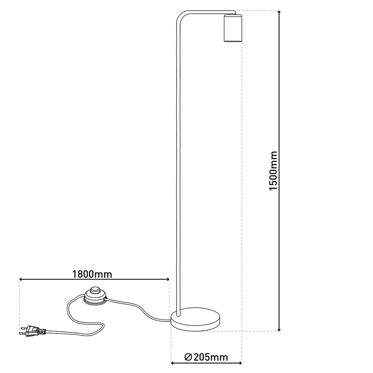 Näve Modo Staande Lamp Zwart 150cm E27
