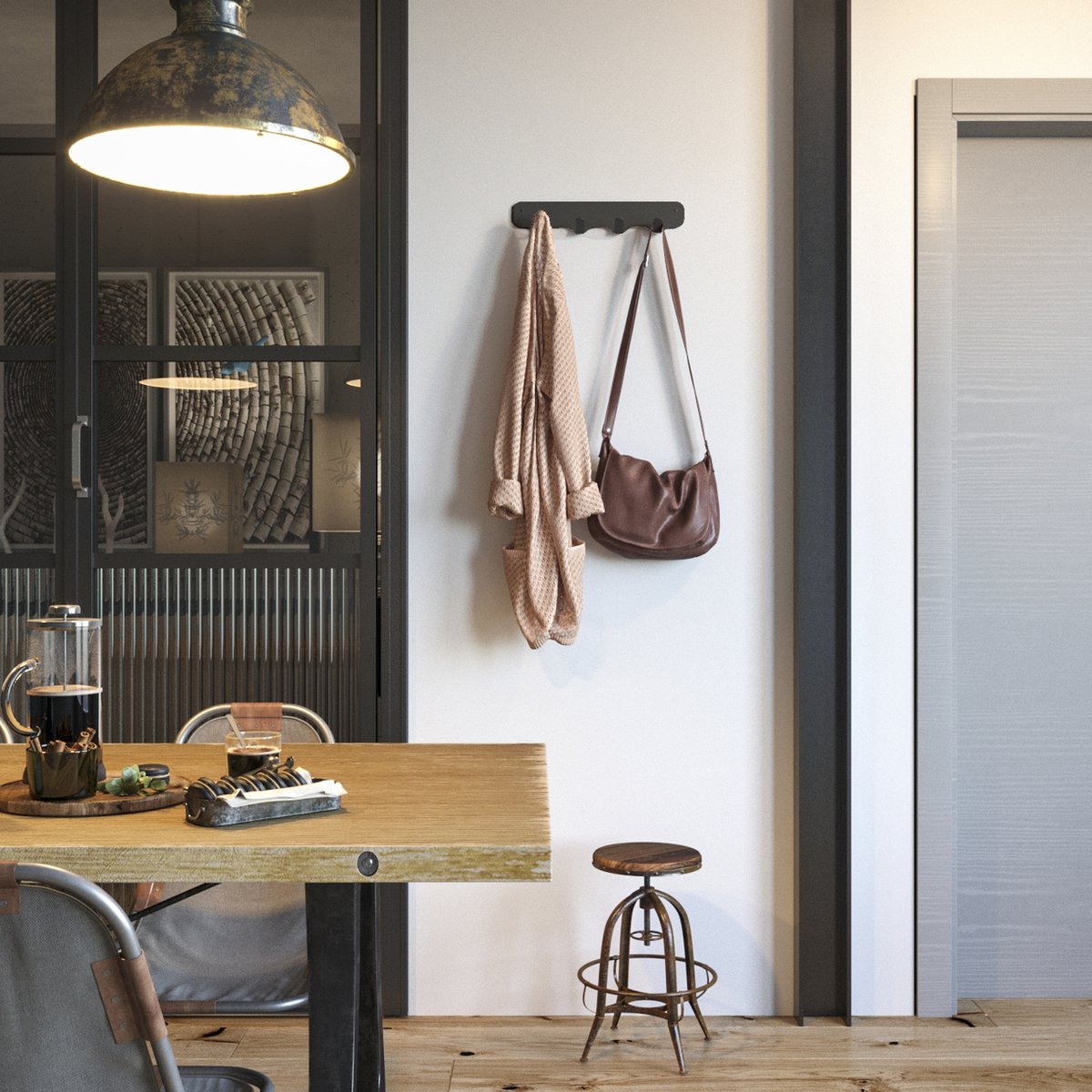 Gorillz Rounded Four Industriële Wandkapstok - Zwart 4 Haken