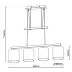 Tilde Hanglamp 4-lichts Grijs-Wit - NEVE Leuchten