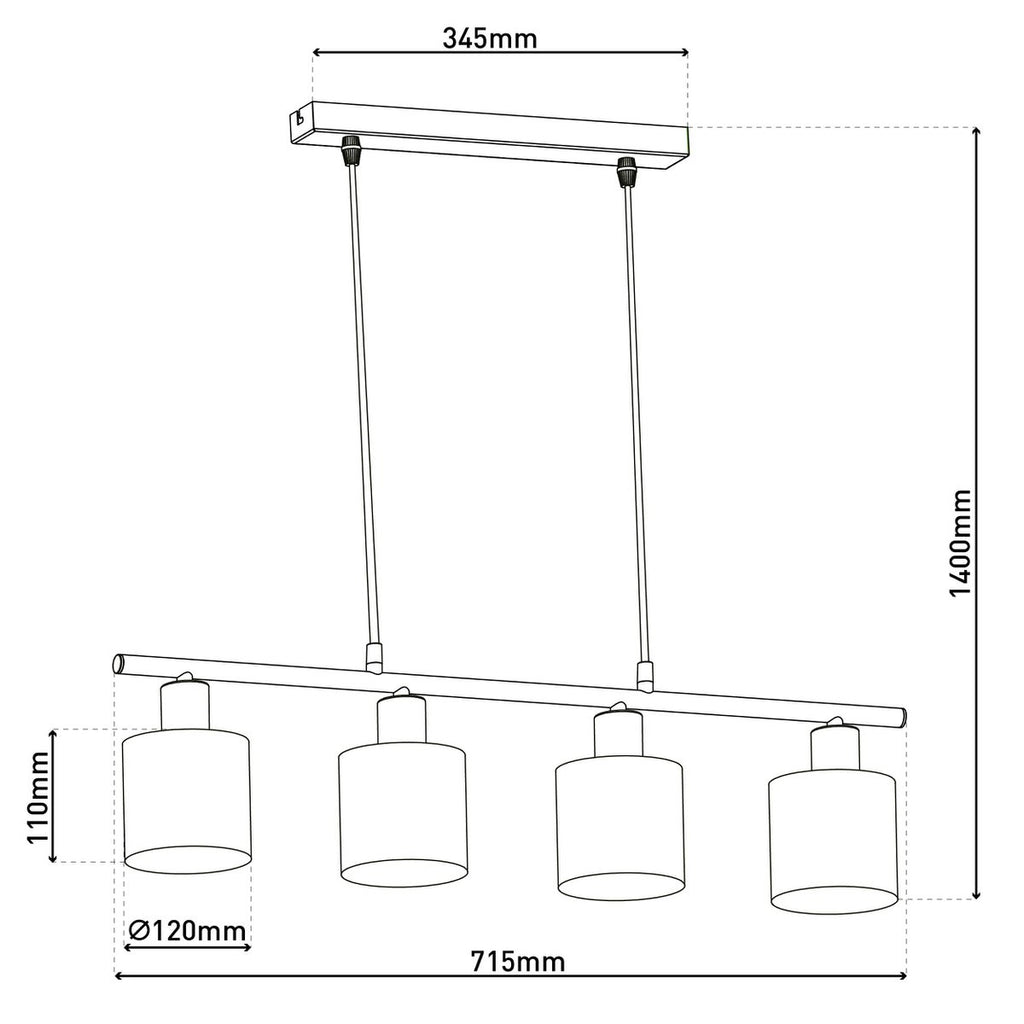 Näve Maron 4-Light Pendant Lamp - Brown 72cm