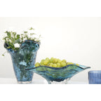 Blauw glas decoratieve schaal 33x18cm