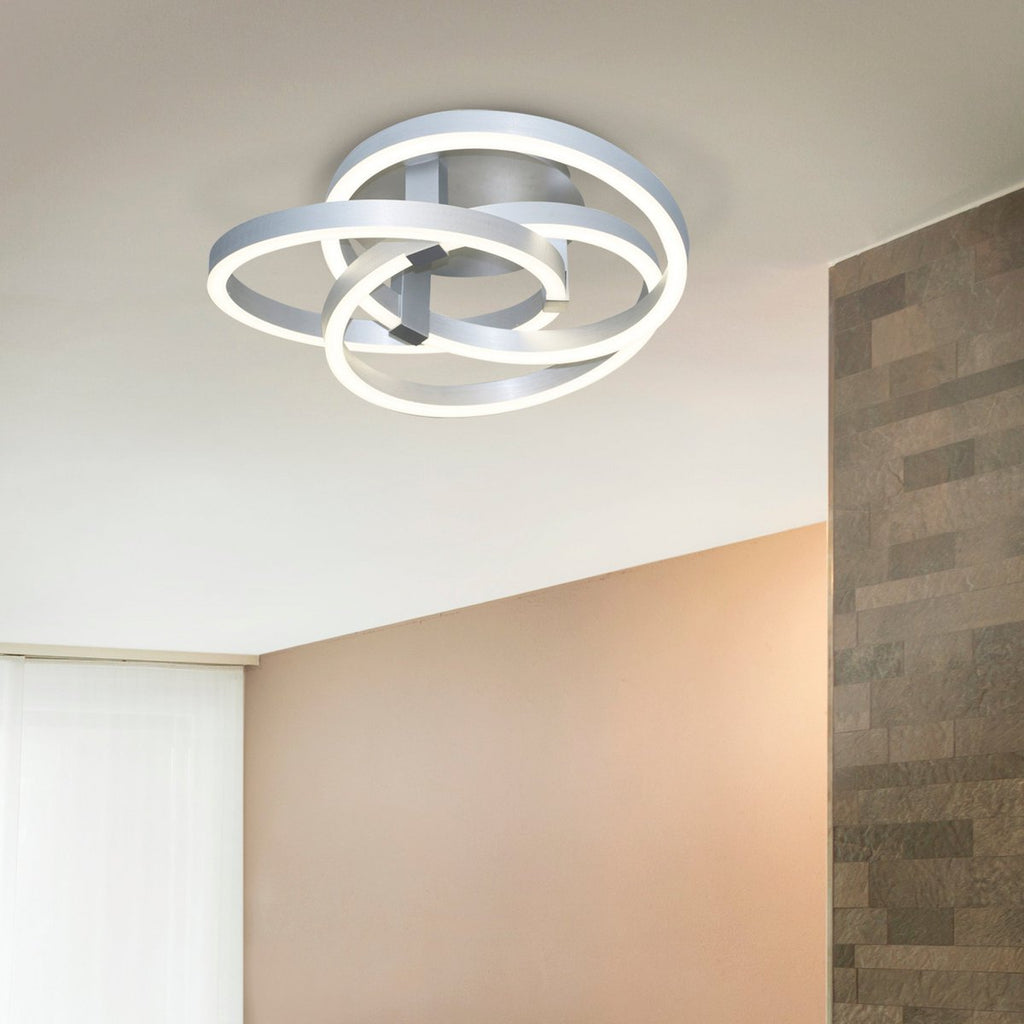 Näve Divora LED Plafondlamp 58cm Zilver Wit