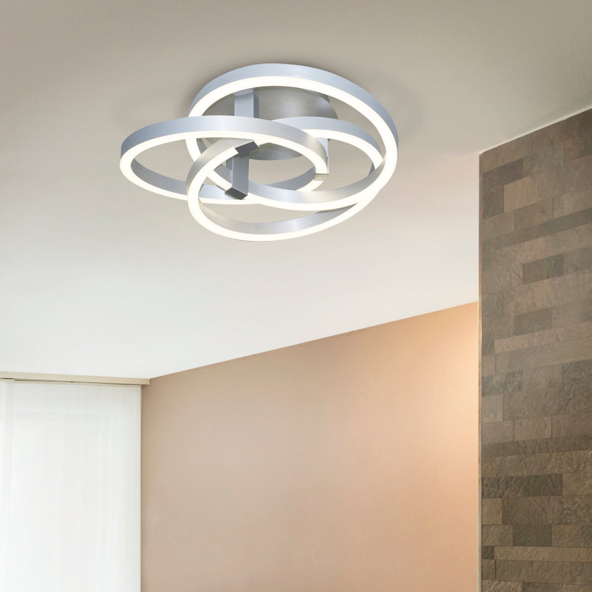 Näve Divora LED Plafondlamp 58cm Zilver Wit