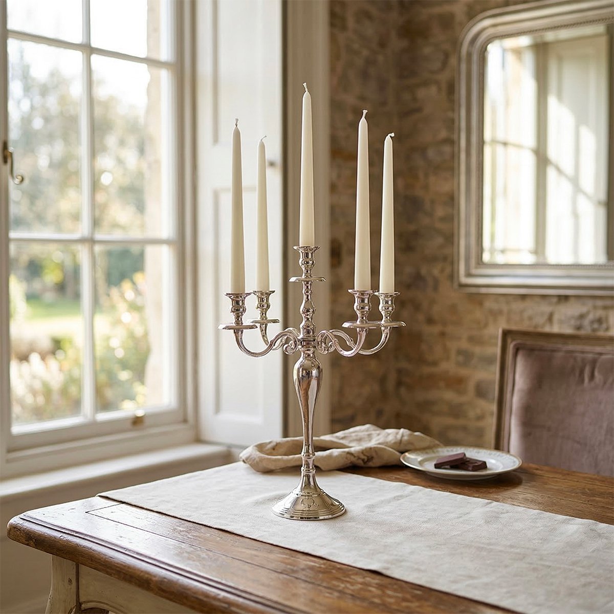 Aulica 5-Brander Kandelaar Zilver 40cm Hoog
