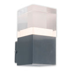 LED externe wandlamp "Leah" gemaakt van metaal en plastic in stalen blanke, geïntegreerde LED