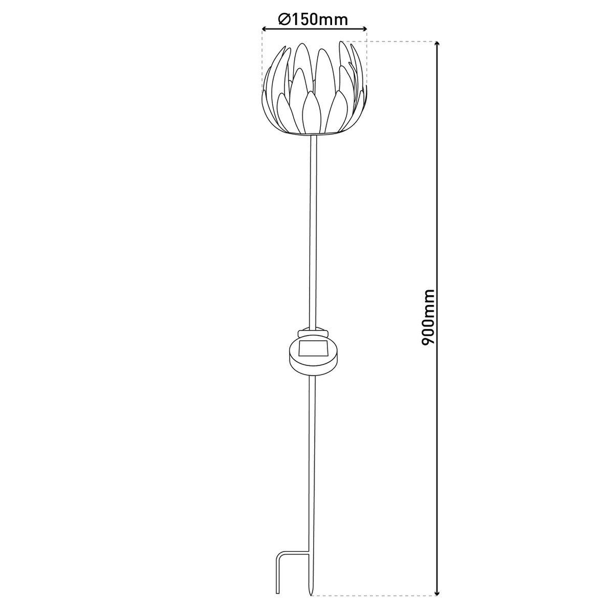 Näve LED Solar Bloem Tuinspies - Zwart 90cm