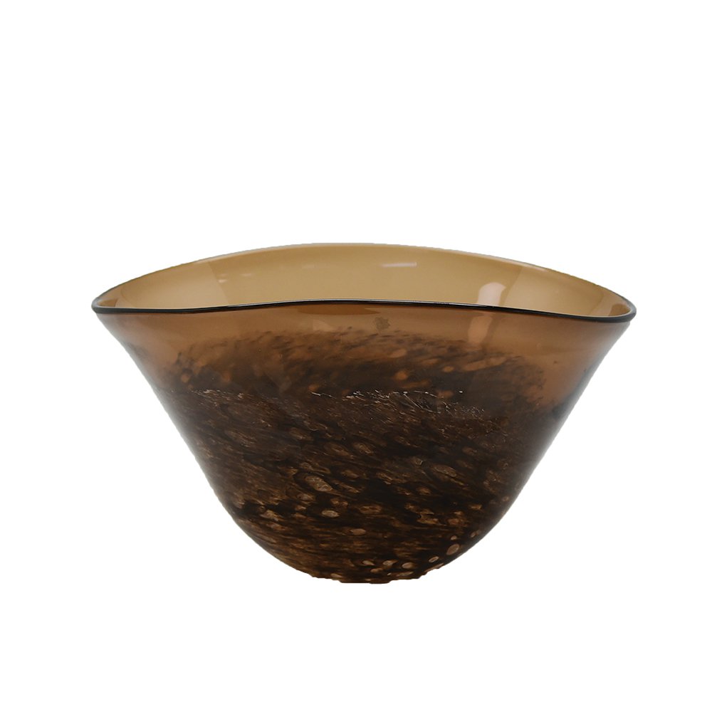 Bruine glazen decoratieve schaal 29x21cm