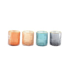 Glazen kandelaar set 4-kleuren gouden rand 8cm