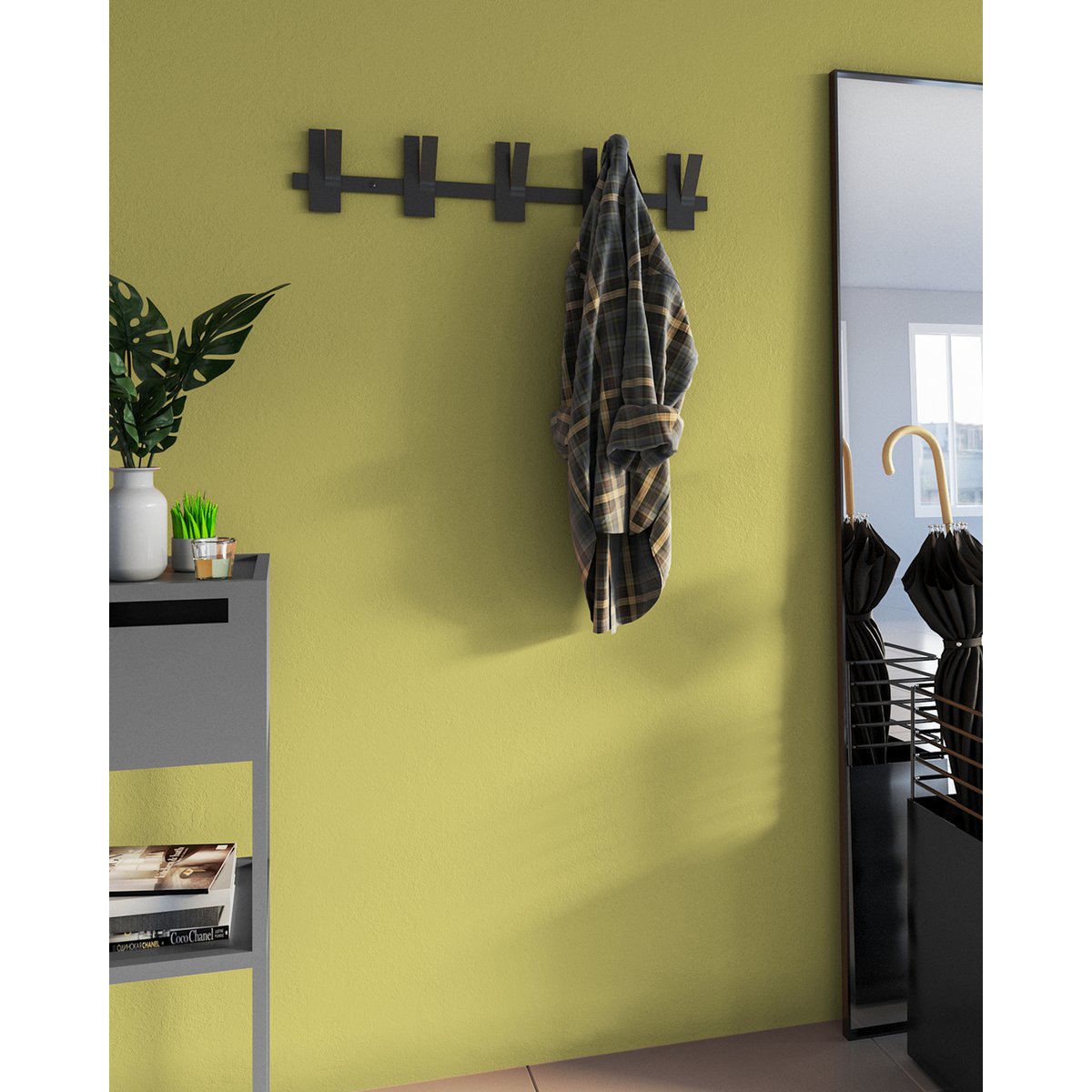 Gorillz Incision Wandkapstok - Zwart, 10 Haken, Metaal