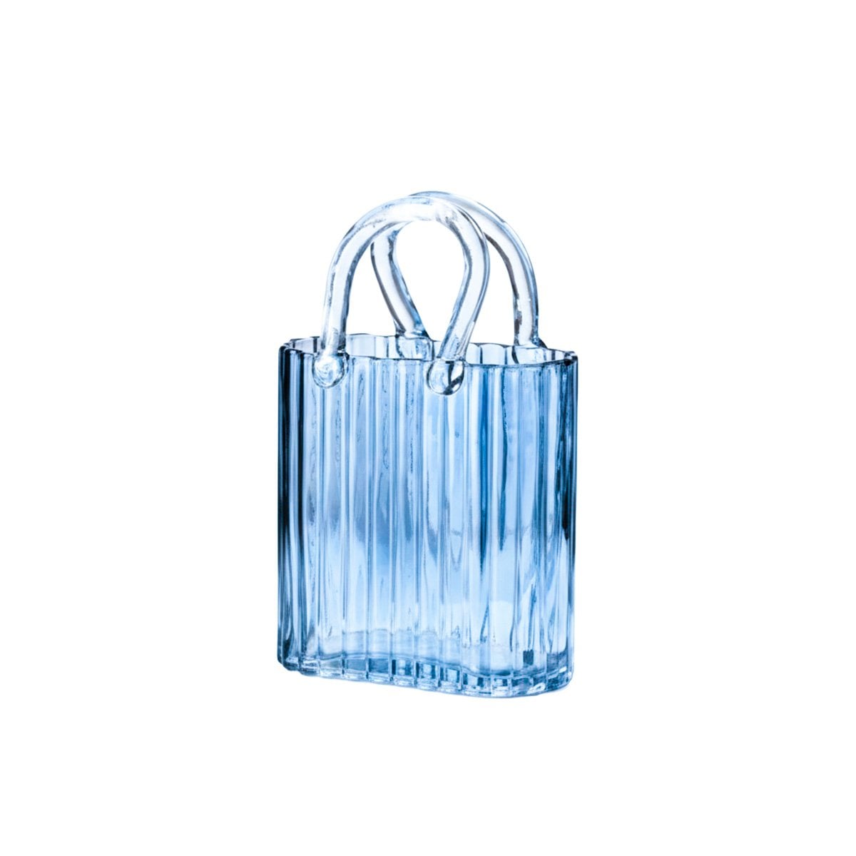 Transparante blauwe handtasvaas 18x10x27cm AULICA