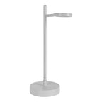 LED draadloze tafellicht "Lupa", 45 cm hoog, gemaakt van gelakte aluminium (wit) en wit plastic, LED geïntegreerde, dimbare, aanraaksensor.