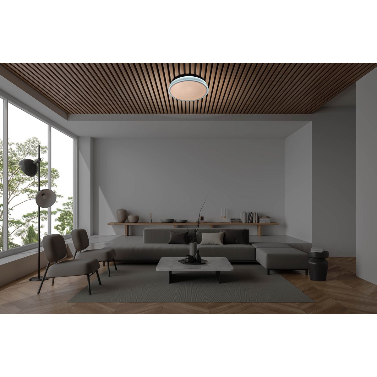 LED-plafondlicht Lola Ø50cm Bruin-Wit Dimmable