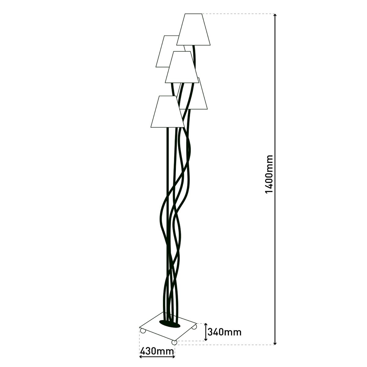 Näve Boho Stehlampe 4-flammig 140cm Textil
