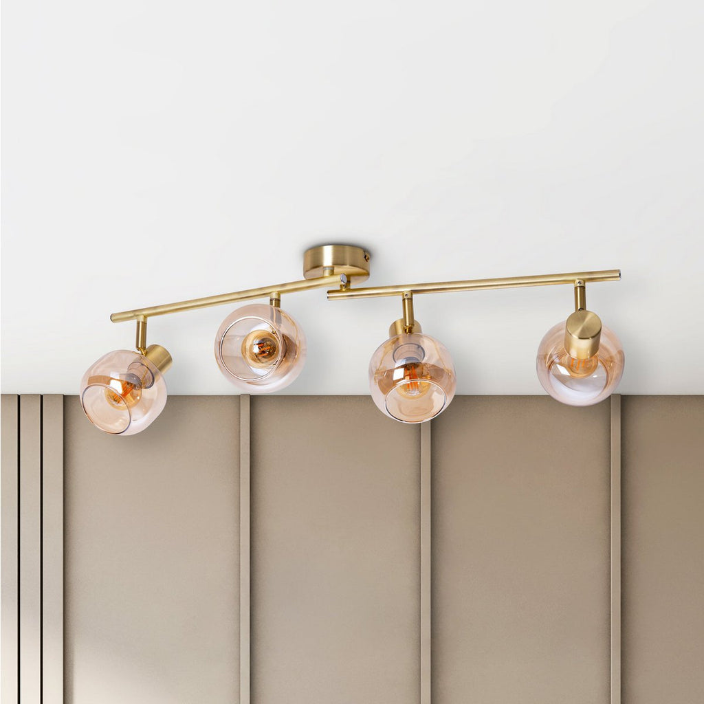 Näve Libby Plafondlamp 4-Lichts - Messing 80cm E14