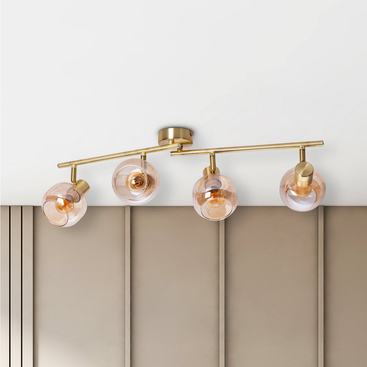 Näve Libby Plafondlamp 4-Lichts - Messing 80cm E14