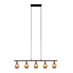 5 hanglamp "Corbis", echtelijke lamp gemaakt van zwart in zwart, met goud en rotan, met E14 -aansluiting, voor eetkamer, woonkamer, gang of kantoor, 100 cm lang