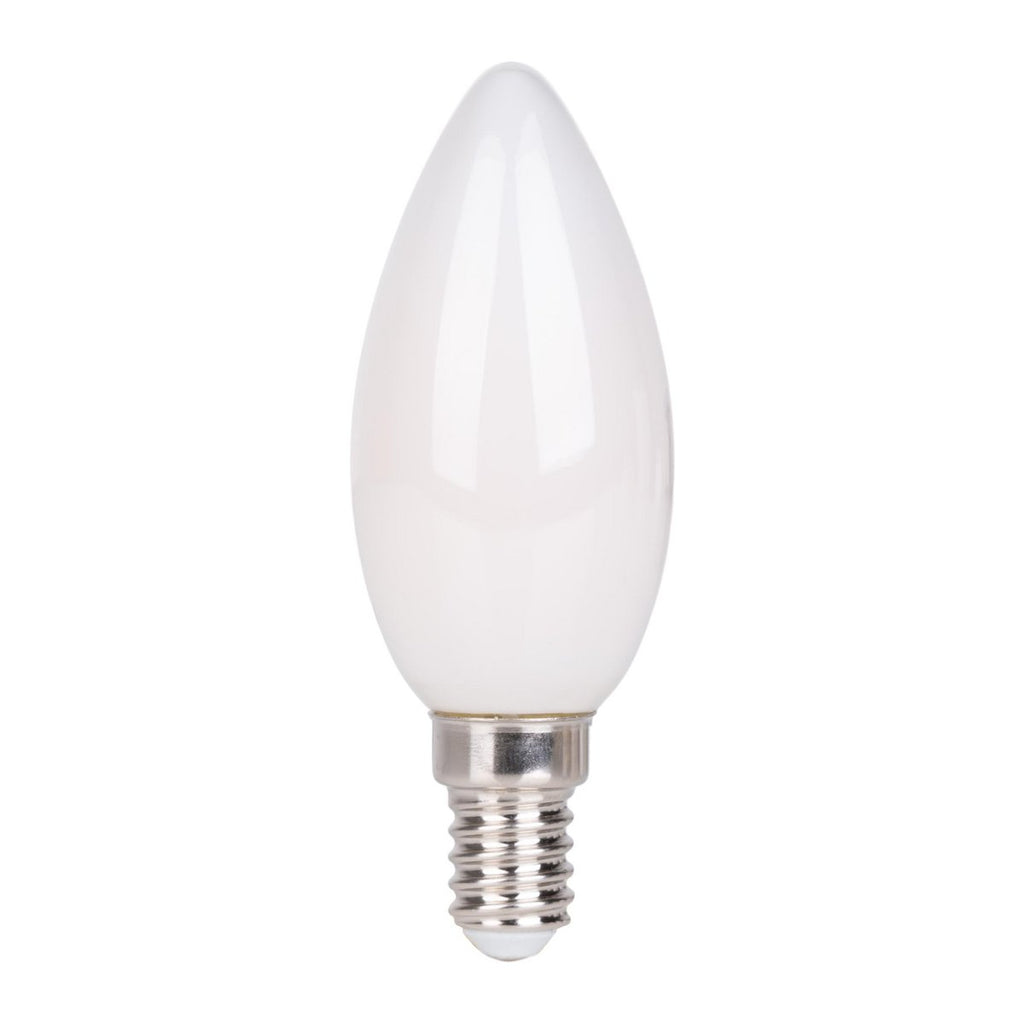 6 Set LED -lamp met E14 -aansluiting, kaarsenvorm 4 watt, gemaakt van metaal en glas, melkachtig