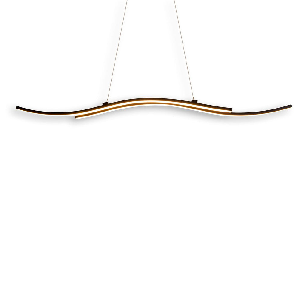 LED hanglamp "onda", hanglamp gemaakt van metaal en plastic in zwart, met stevig ingebouwde LED's, verlichting voor woonkamer, eetkamer of kantoor, 96 cm lang