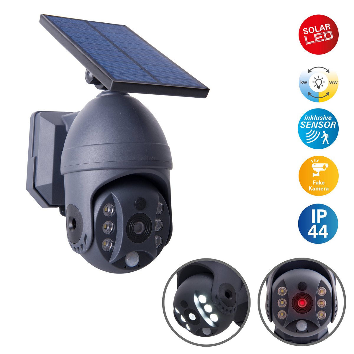 Näve Moho Solar Wandlamp - Grijs Bewegingsmelder