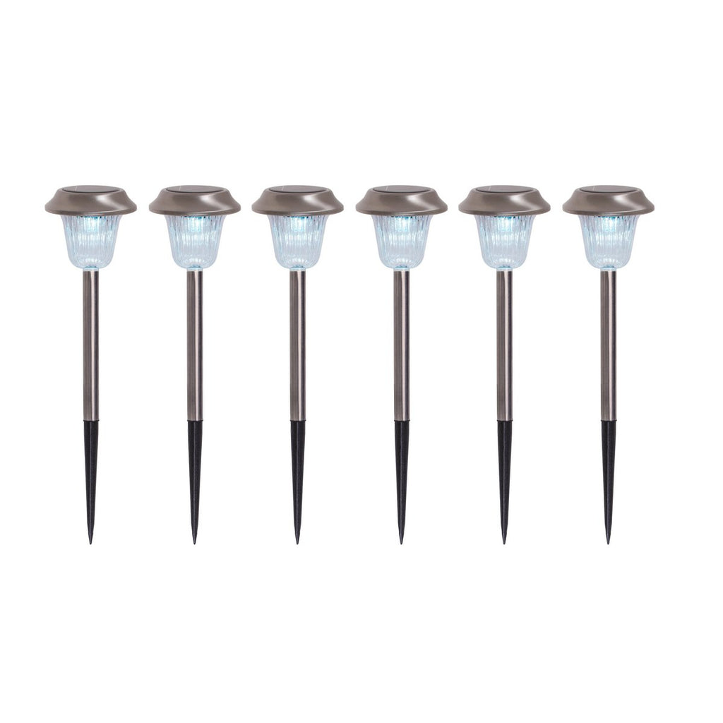 6 Set LED LED LED Outer Light "Gustav" met gemalen spit, roestvrij staal en acryl, met stevig ingebouwde LED's in koud wit, 39 cm hoog