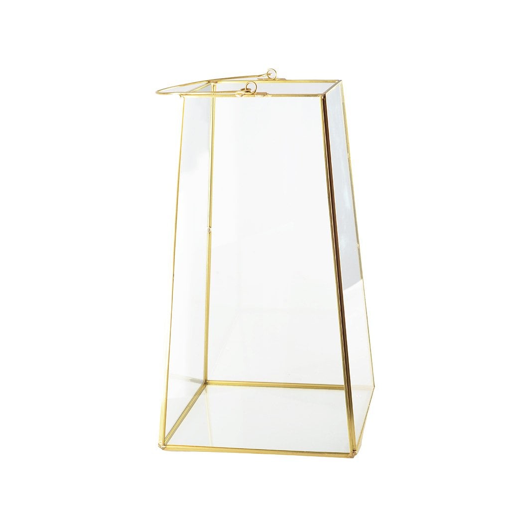 Glazen lantaarn gouden rand H30cm