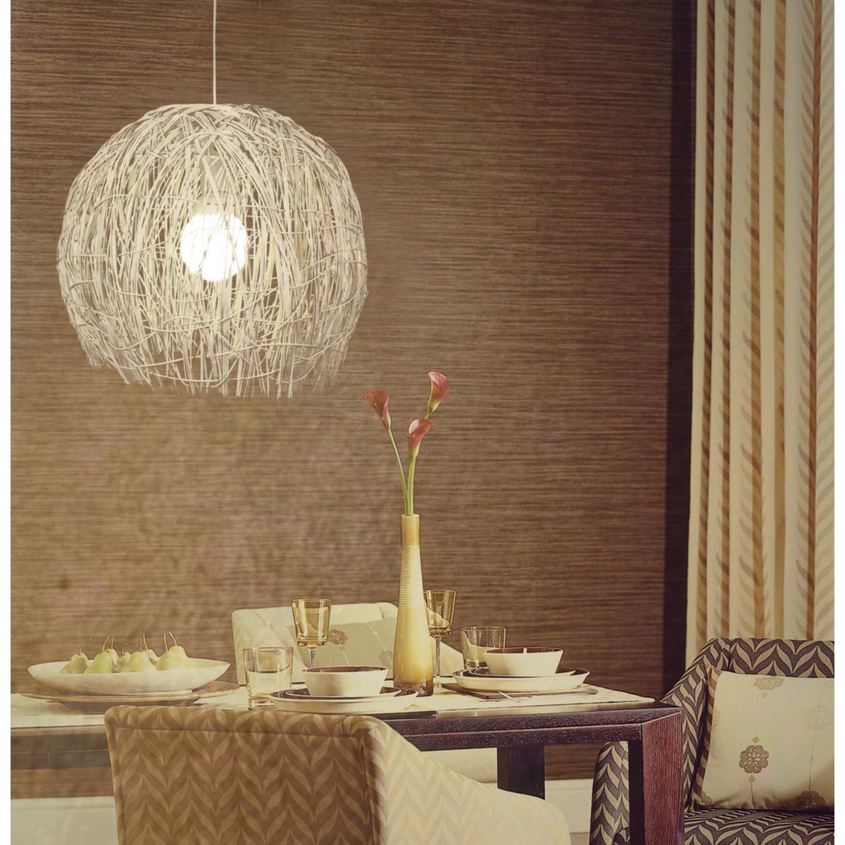 Näve Struwel Rattan Hanglamp Ø40cm Wit