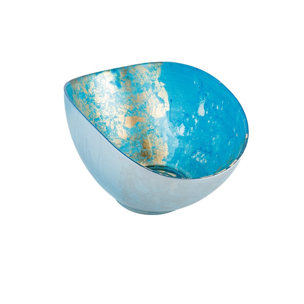 Blauwe & gouden ovale coupe 26,5x14,3x11,5cm