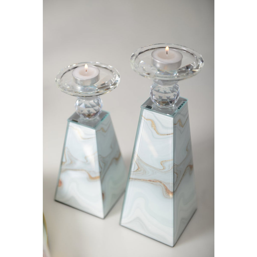 Aulica Kaarsenhouder Marmer 9x9x21cm Goud