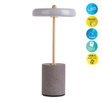 Batterijlamp "seta" grijs 30 cm hoog gemaakt van metaal en beton, met een stevig gebouwd -in LED