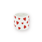 Bloempot Hartjes Wit/Rood - Dolomiet - 12,5x12,5x13cm