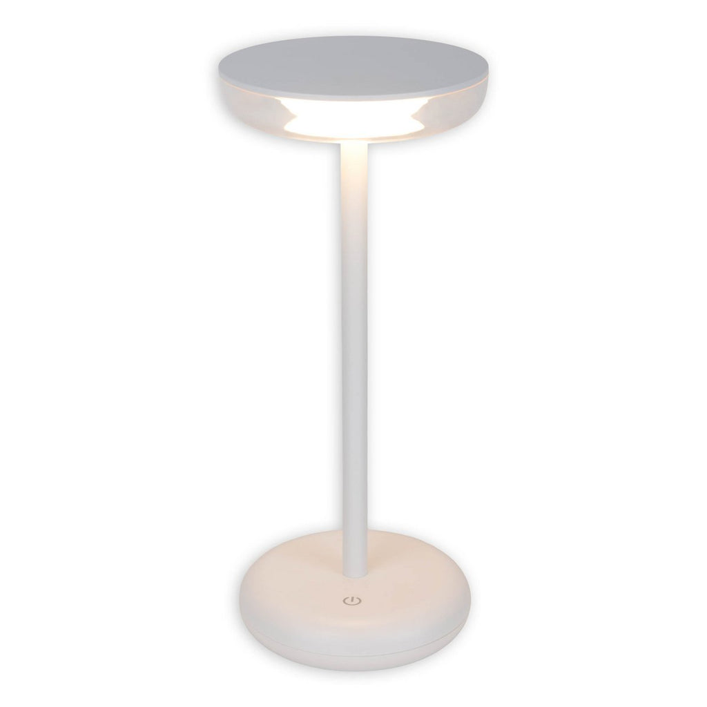 Noteloze tabletlicht "PASI" voor buiten en binnen, gemaakt van metaal en plastic in wit, dimbaar, met aanraking en geheugenfunctie, ca. 26 cm hoog