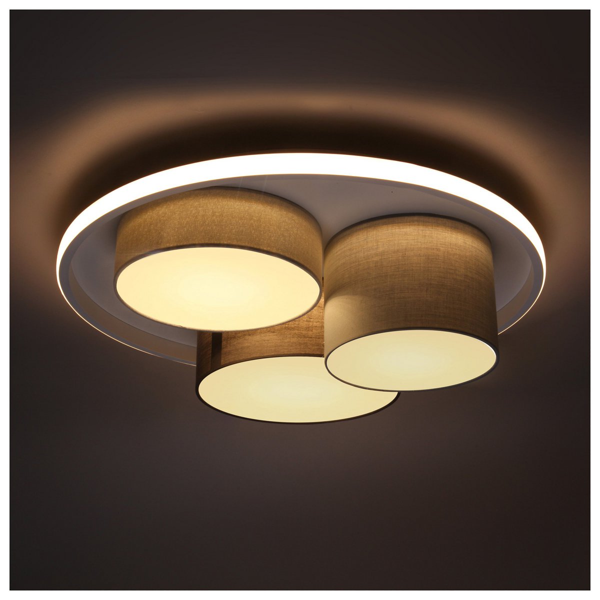 3-geleide plafondlicht Eppan Ø 56 cm grijs