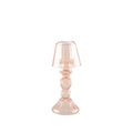 Roze kaarshouder op glazen standaard 21,5x9x9cm