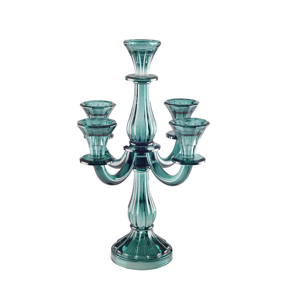 5-lichtse Kandelaar Turquoise H35cm