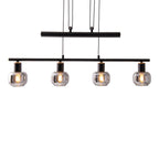 Näve Fumoso Hanglamp 4-lichts 78cm Zwart Rookglas