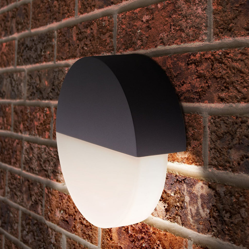 LED -wandlamp "Sobrio", gemaakt van metaal en plastic in antraciet, met geïntegreerde LED