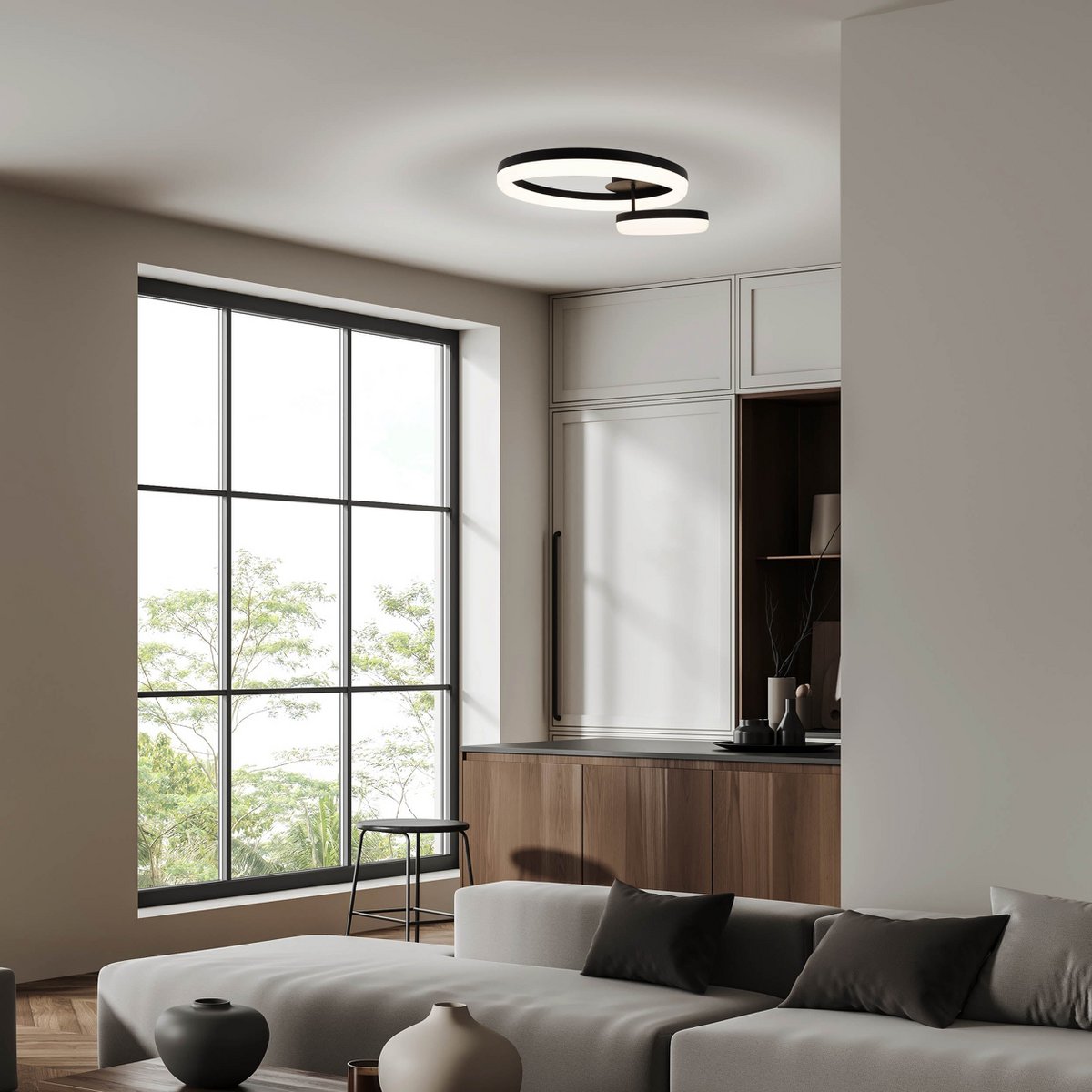 Näve Circulo LED Plafondlicht - Zwart 53cm