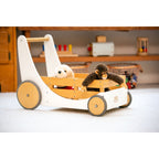 Kinderfeets 2-in-1 houten opbergkar & loopwagen - Wit