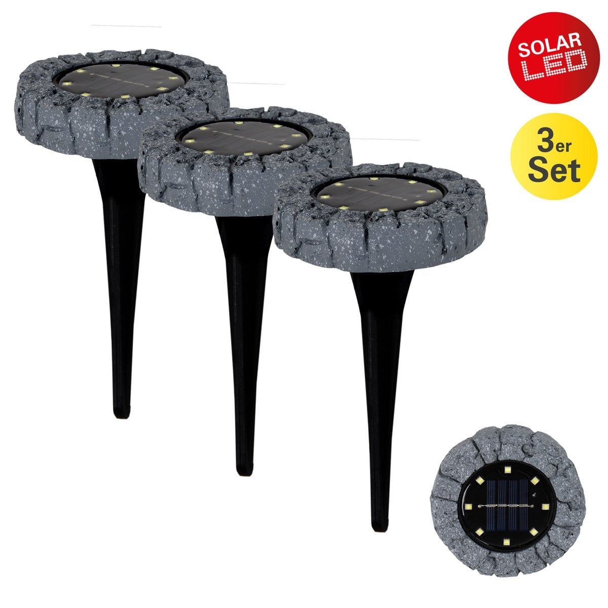 Näve Kian Solar Grondspot Set 3 Stuks - Grijs Warmwit