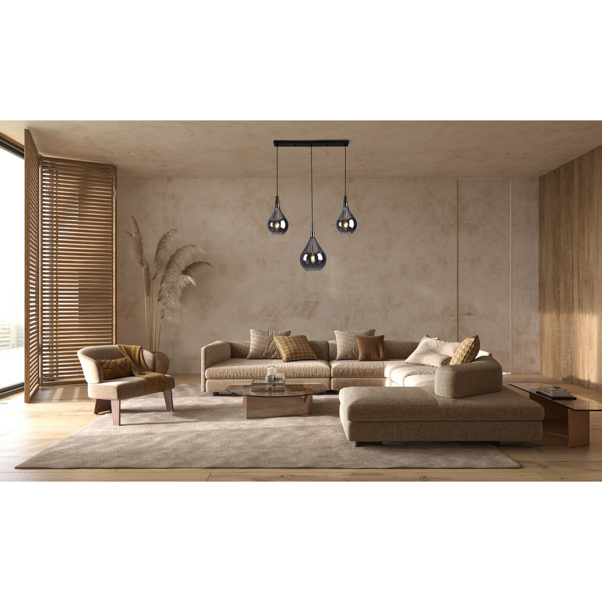 Gota Hanglamp Zwart Rookglas - Näve Leuchten
