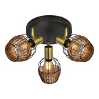 Näve Corbis Plafondlamp 3-vlam Zwart-Goud 38cm