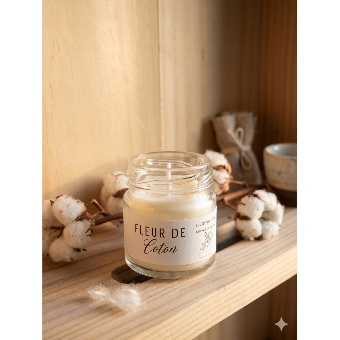 Juste une pause Gegoten Kaars - Fleur de Coton - Sojawas